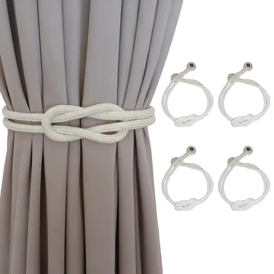 Produktbild von 4-teiliges Set magnetischer Gardinenhalter, Gardinenhaken, Clips, dekorativ, beige