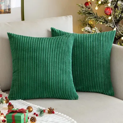 Immagine prodotto di Set di 2 federe per cuscini, colore verde scuro, 40x40 cm, con cerniera nascosta