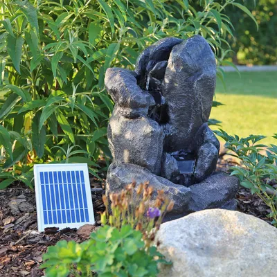 Produktbild von CLGarden Solar Springbrunnen NSP14 mit Akku LED Beleuchtung Gartenbrunnen Kaskadenbrunnen Wasserspiel Solarbrunnen für Garten Balkon Terrasse