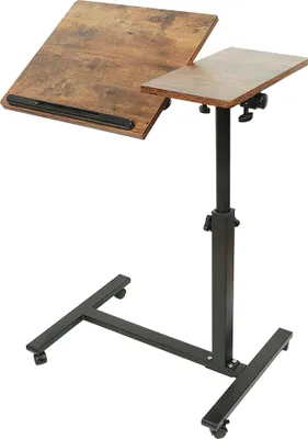 Produktbild von Laptoptisch Notebooktisch Zeichentisch mit Rädern Höhenverstellbar 60x34.5x(58-90)cm Bruan