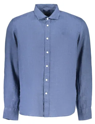 Produktbild von Elegantes Kurzarmhemd Herren Blau mit Französischem Kragen und Logo