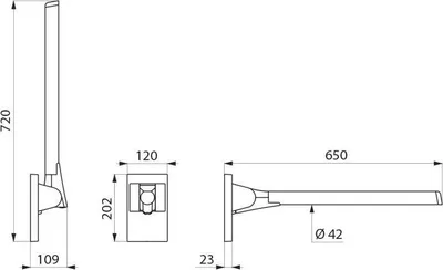 Immagine prodotto di Maniglia di sostegno pieghevole Delabie Be-Line D42 L.650 Alluminio bianco