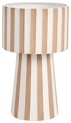Produktbild von BELIANI Blumentopf Weiß / Beige Metall Hoch Rund ⌀ 30 cm mit Streifen Modern Übertopf für Innenbereich