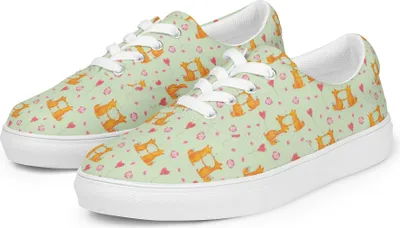 Produktbild von Mr. & Mrs. Panda Leinenschuhe Füchse Liebe Größe 41 - Grün - Geschenk, Fuchs, Turnschuhe Damen, Händchen Halten, Stoffsneaker, Freundin, Sneaker, Stoffschuhe, Damenschuhe