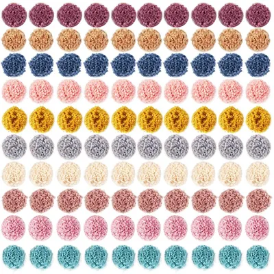 Bastelpompons 100 Stück, 15 mm, 10 Farben, Filzkugeln für DIY