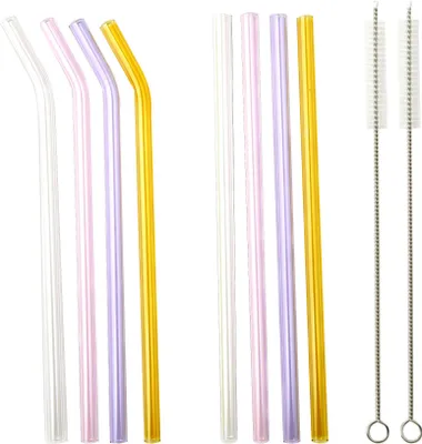 Produktbild von LA VAGUE SMOOTHIE PARTY - Wiederverwendbares Glastrinkhalm-Set mixed pastell BUNT