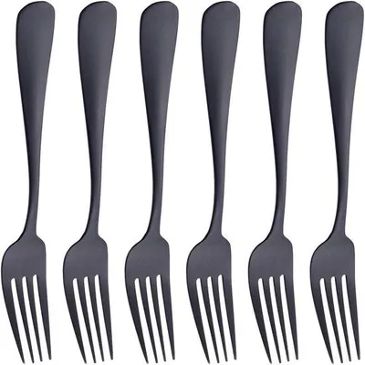 Produktbild von Dailygoods- Besteck Set 6 Personen - Edelstahl - Matten schwarz - Spülmaschinenfest - Elegantes Design - Langlebig und sicher - Gabeln