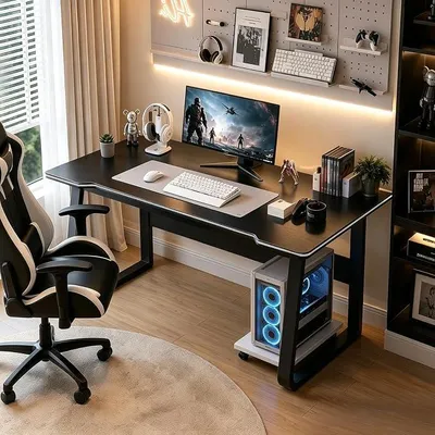 Image de Bureau de jeu, bureau pour ordinateur, bureaux pour étudiants, bureau en bois moderne pour ordinateur, bureau de jeu pour la maison, bureau pour le bureau