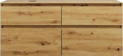 Image de burgbad Lin20 meuble sous-lavabo avec plan de toilette, découpe de la cuve à gauche, 4 tiroirs, 1402x552x661mm, SGRA140LF5353