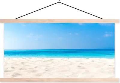 Produktbild von MuchoWow® Textilposter Strand - Meer - Sand 60x30 cm mit holzfarbenen Rahmen - Dekoration