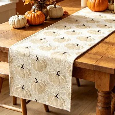 Produktbild von Tischläufer Herbst Dekoration, weicher Kürbis Tischläufer für Esstisch, 33x183 cm Tischdeko für Küche Wohnzimmer und festliche Anlässe