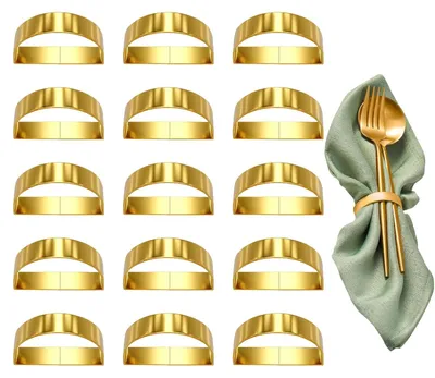 Produktbild von 16 Stück Goldene Serviettenringe für Hochzeiten und Feiern - Elegante Serviettenringe