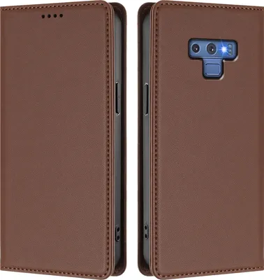 Image de Étui en cuir pour Samsung Galaxy Note 9, étui à rabat magnétique en cuirPolyuréthaneavec support, marron