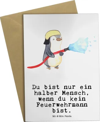 Produktbild von Mr. & Mrs. Panda Grußkarte Feuerwehrmann Herz - Weiß - Geschenk, einladungskarten, hochzeitskarten, Feuerwehr, Ausbildung, weihnachtskarten, Spruch, Freiwillige