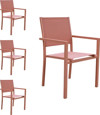 Produktbild von 4er Set Stühle aus Aluminium Terracotta - Textilene Terracotta