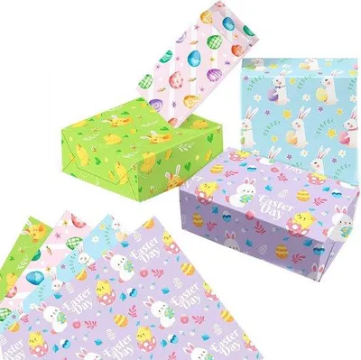 Produktbild von Famanu Geschenkpapier Set mit bunten Designs - 12 Bögen in 4 Stilen