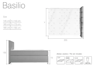 Produktbild von Boxspring Bett 180x200cm Hotel Betten Leder Komplett Bettkasten Topper Matratze