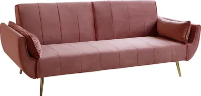Produktbild von riess-ambiente Retro Schlafsofa DIVANI 220cm altrosa Samt goldene Füße Bettfunktion 3er Sofa Schlafcouch Couch