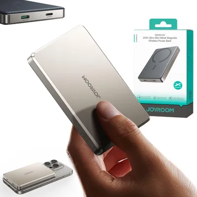 Zdjęcie produktu dla Joyroom Ultrathin Magnetyczny Powerbank 10000mAh, 20W - Tytanowy