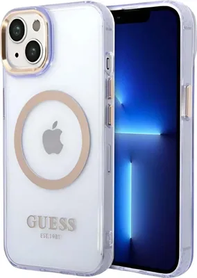 Obrázek produktu pro Guess Guhmp14Shtcmu Iphone 14 6.1 Fialový/Fialový Pevný Obal Gold Outline Translucent Magsafe