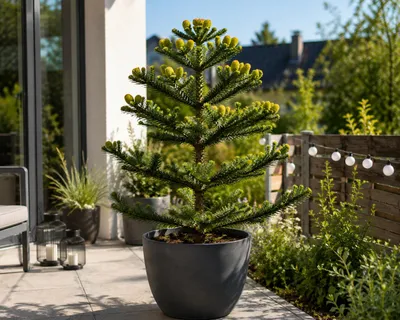 Obrázok produktu pre Chilská smrekovec (Araucaria araucana), výška 30–40 cm. Zimuvzdorná, známa aj ako andská borovica, opičí strom alebo hadí strom. Vhodná do záhrady aj do kvetináčov, Obrázok generovaný UI