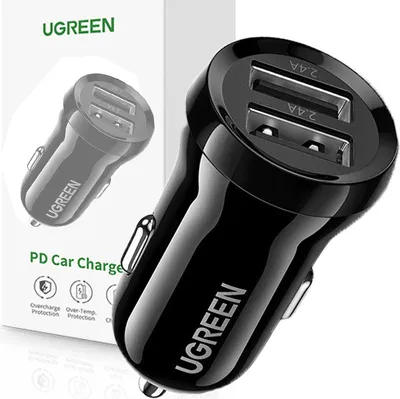 Zdjęcie produktu dla Ugreen Ładowarka Samochodowa 2X Usb 24W 4,8 A (2X 2,4 A) Czarny (50875)