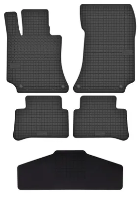 Produktbild von Gummi-Fußmatten + Tunnel für Mercedes E-klasa W212 2009-2016 (Limousine/Kombi/Coupé) – 5-tlg, Schwarz, passgenau – Wielganizator SolidTread