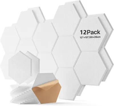 Zdjęcie produktu dla Zestaw 12 paneli akustycznych z pianki, 300x260x90 mm, samoprzylepne, dźwiękochłonne panele ścienne o wysokiej gęstości, panele akustyczne, pianka akustyczna