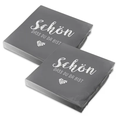 Produktbild von itenga 40x Serviette Schön dass du da bist taubengrau