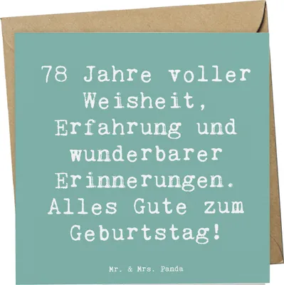 Produktbild von Mr. & Mrs. Panda Grußkarte Spruch 78. Geburtstag - Meeresbrise - Geschenk, Happy Birthday, persönliche Geschenkideen, anlasskarte, feiern, Weisheit, doppelkarte, Alter