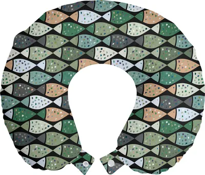 Produktbild von ABAKUHAUS Unterwasser- Reisekissen Nackenstütze, Fisch mit Blots auf der Haut, Schaumstoff Reiseartikel für Flugzeug und Auto, 30x30 cm, Koksgraue Multicolor