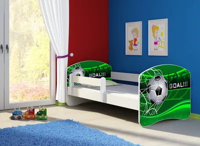 Produktbild von Kinderbett, Babybett 70x140, 80x160, 80x180cm Juniorbett, Kind, Motiv, Schublade CLAMARO, Bett Farbe:14 Goal, Ausführung:Ohne Bettkasten, Bett Größe:160 x 80 cm