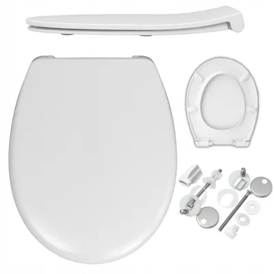 Produktbild von WC Sitz - Toilettensitz Slim - 44 Cm X 36,5 Cm - Selbstschließend - Antibakteriell - Duroplast - Toilettendeckel