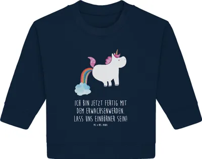 Produktbild von Mr. & Mrs. Panda Organic Baby Pullover Einhorn Pupsen 24. - 36. Monat - French Navy - Geschenk, Unicorn, Regenbogen, Bullover, Spaß, Freundin, Pups