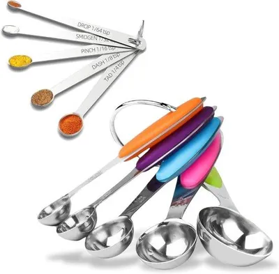 Produktbild von Famanu Messbecher und Mini-Maßlöffel Set 10-teilig Edelstahl, stapelbar mit 5 Bechern und 5 Löffeln