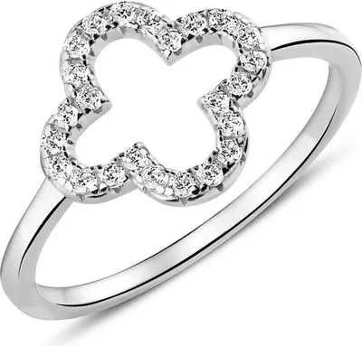 Produktbild von Ring Kleeblatt von Unique aus Sterlingsilber mit Zirkonia