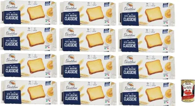 Produktbild von Gentilini Fette Biscottate Classiche Zwieback n 100% italienisches Produkt 12x 185g + Italian Gourmet polpa 400g