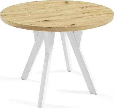 Produktbild von MTJMöbel Runder Ausziehtisch ORIO 90/190, Industriestil, Esstisch, Küchentisch, Rundtisch, Artisan Eiche + Weiß