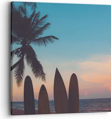 Produktbild von Bild auf Leinwand - Leinwandbild - Strand Meer Palme - 40x40cm - Wand Bild - Wanddeko - Wandbilder - Leinwanddruck - Bilder - Kunstdruck - Wanddekoration - Leinwand bilder - Wandkunst - AC40x40-4080
