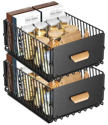 Teleskopschublade 39,5–56,5 cm, ausziehbar, Küchenorganizer, 2er-Set, schwarz