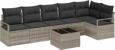 Obrázok produktu pre vidaXL Sedacia súprava 7 ks Poly-Rattan svetlosivá