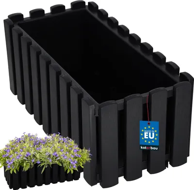 Immagine prodotto di KOTARBAU® Fioriera da Esterno Vaso Fiori Plastica 38 x 18 x 16 cm Antracite Fioriera da Balcone Vaso Rettangolare da Esterno Vasi per Piante
