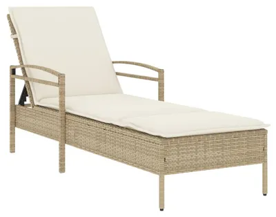 Obrázok produktu pre vidaXL Lehátko s vankúšom Béžová 63x200x81 cm Polyratan