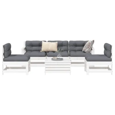 Produktbild von Maison Exclusive - 6-tlg. Garten-Sofagarnitur Weiß Massivholz Kiefer