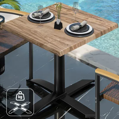 Produktbild von WTG | Bistro Außen Tisch | B: T: H: 70 x 70 x 75,5 cm | Sheesham / Schwarz | Quadratisch | Zusatzgewicht | Bistro Tisch Gastro Tisch
