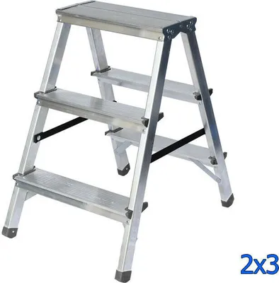 Produktbild von Zweiseitige Aluleiter 3 Stufen Klappleiter Haushaltsleiter 125kg Black