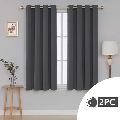 Produktbild von 2er-Set Raumteiler Gardinen Vorhänge Blickdicht Vorhang 260g/m² mit Ösen Blickdichte Modern Wohnzimmer Stores Schlafzimmer HxB 145x140 cm Grau