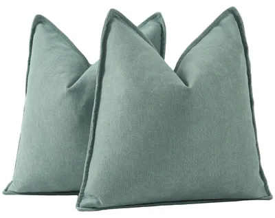 Produktbild von 2er Set Chenille Kissenbezüge Blaugrau 60x60 cm
