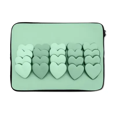 Produktbild von MuchoWow® Laptop Hülle 13 Zoll Mintgrüne Herzen Laptoptasche - Laptophülle - Sleeve - Rundumschutz