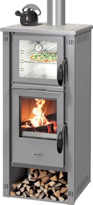 Produktbild von Kaminofen mit Backfach Pella SG Metall grau